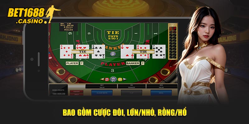 Bao gồm cược đôi, lớn/nhỏ, rồng/hổ